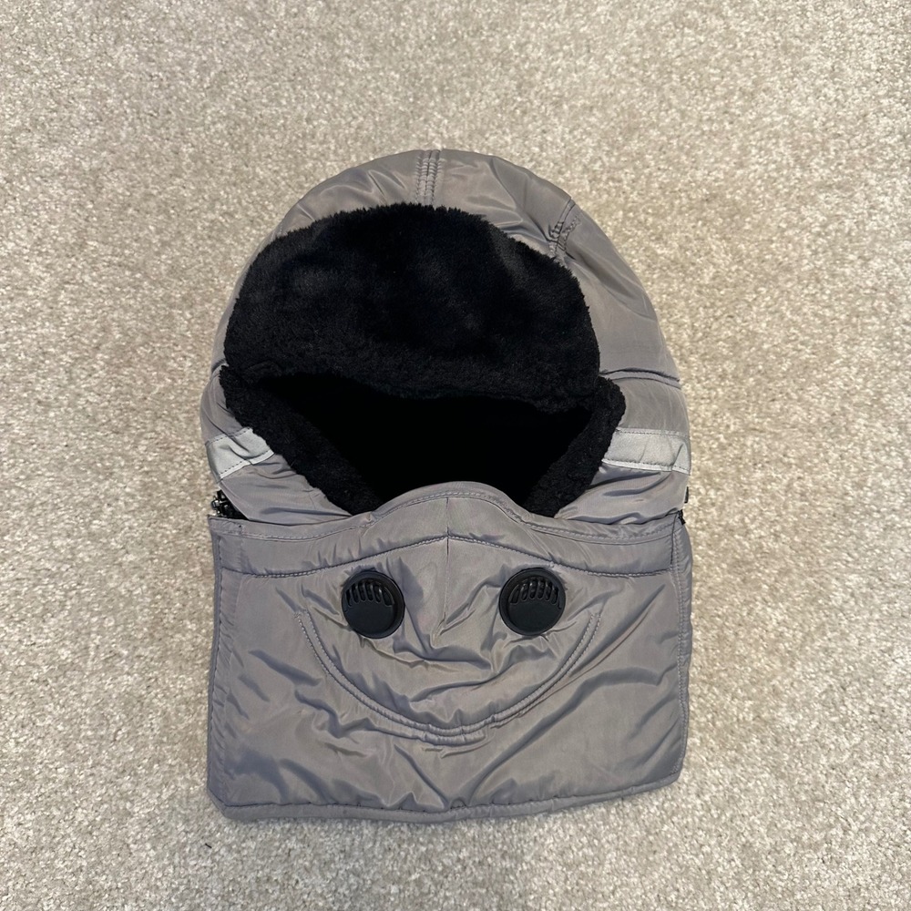 Unbranded Gray Trapper Hat with Detachable Face Mask and Faux Fur Lining‎ Unisex